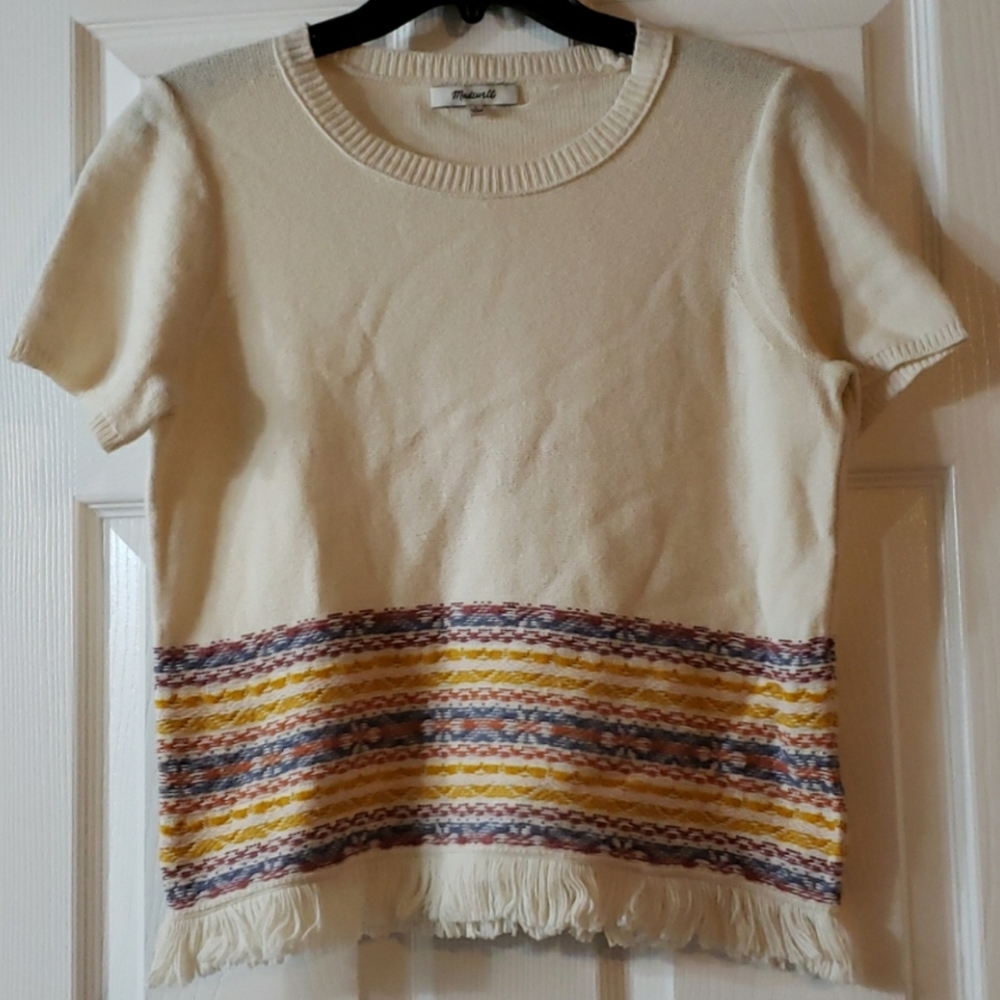 NWOT!! Madewell Fringed Jacquered Sweater Size S - Picture 10 of 10